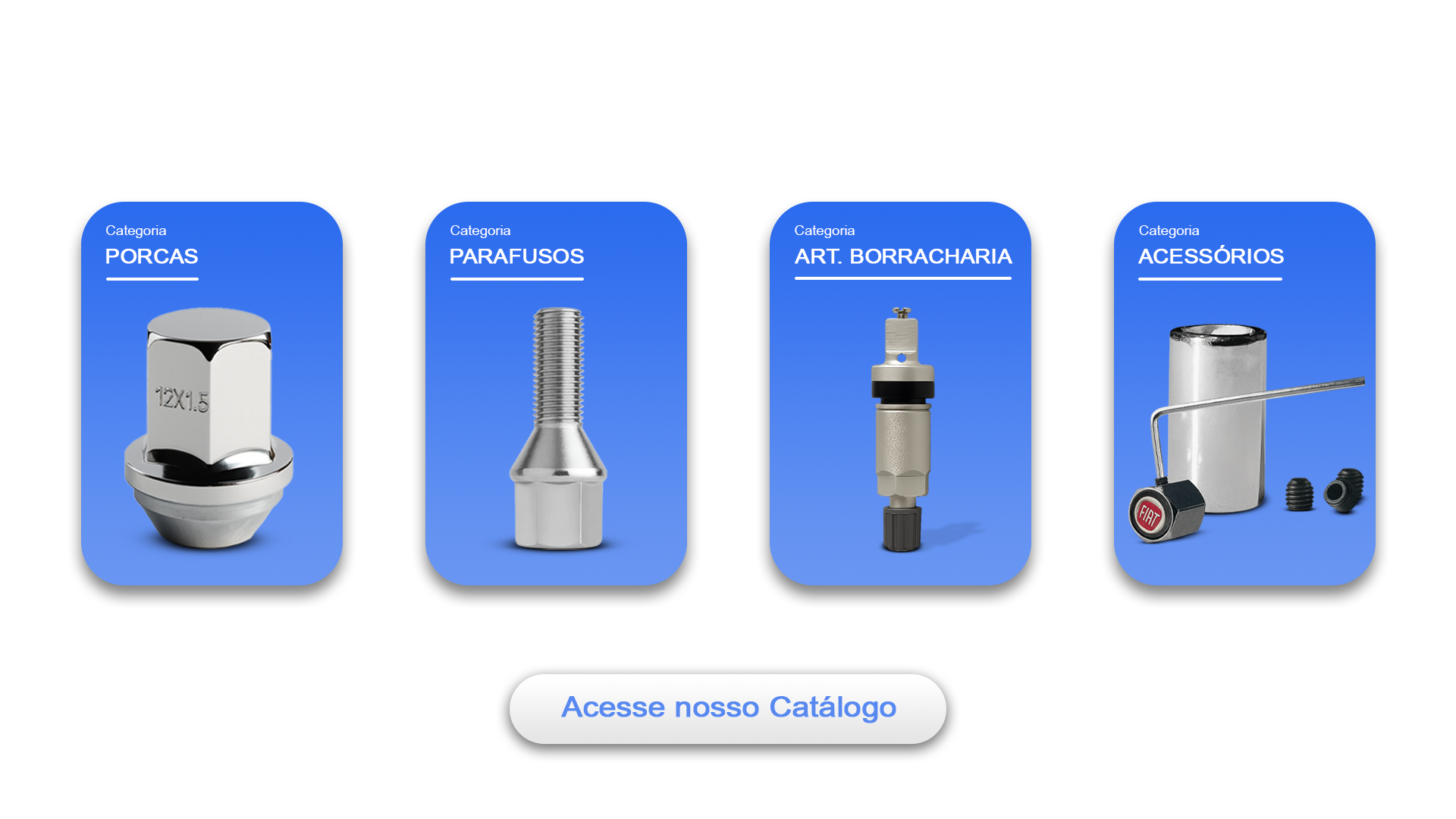 Categorias de Produtos World Car: Porcas, Parafusos, Borracharia, Acessórios